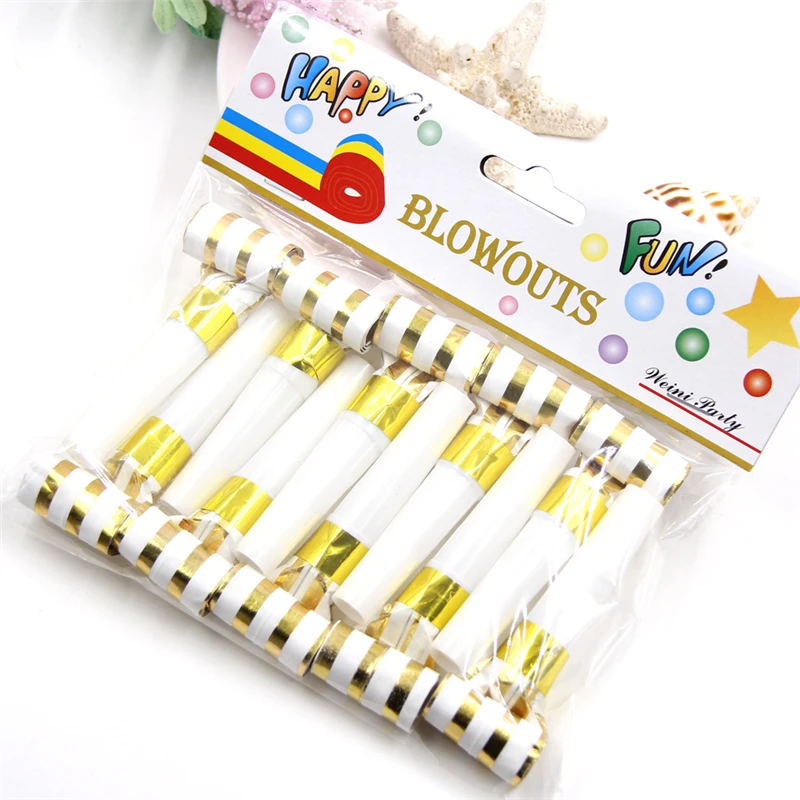 

10 6CM bronzing polka dot dragon blowing party set whistle roll children toys birthday party activity party