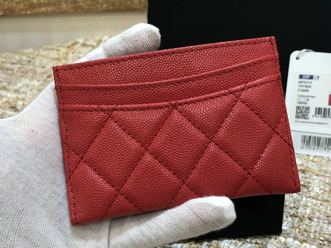 

2021 New high-end high-end custom luxury cardholder Caviar leather making coin purses