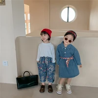 girls korean lapel belt denim princess dress toddler girl fall clothes toddler girl christmas outfits toddler girl fall clothes