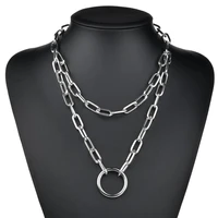 2020 punk rock circle shape chain presentsnecklace for women stainless steel necklaces statement bijoux femme necklace se200019