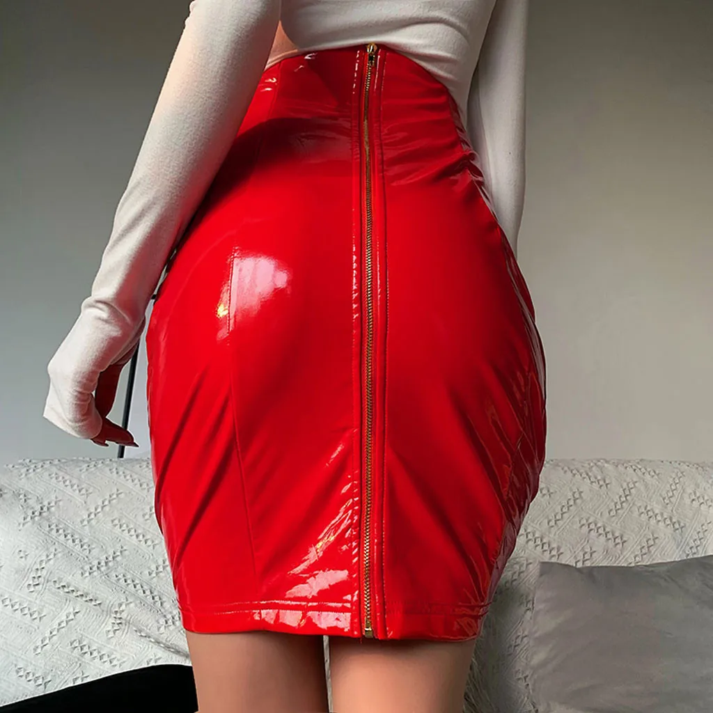 Женские юбки женские весенние Летние кожаные обтягивающие однотонные вечерние