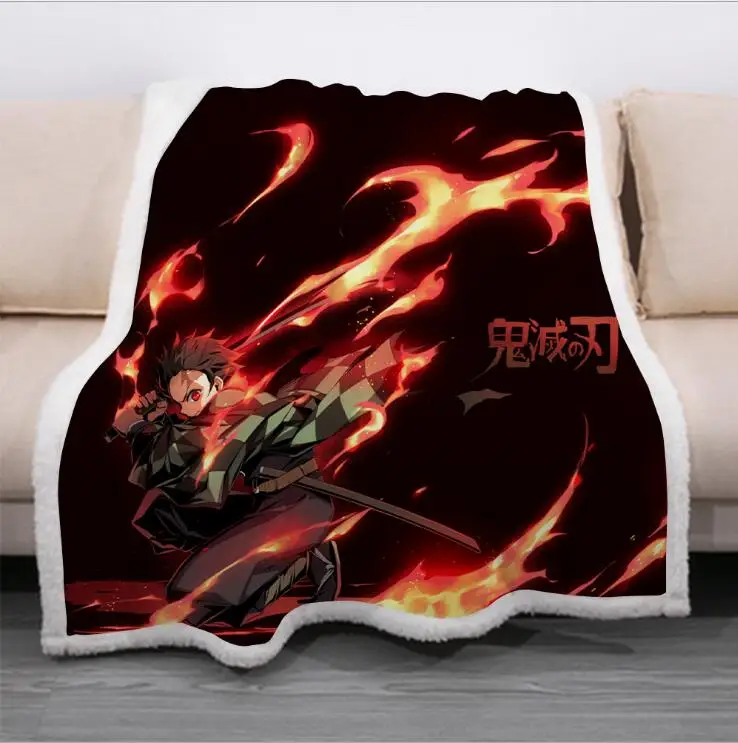 

3D Blanket Demon Slayer Kids Anime Fleece Cartoon Art Print Children Warm Bed Throw Blanket newborn bayby Blanket style-03