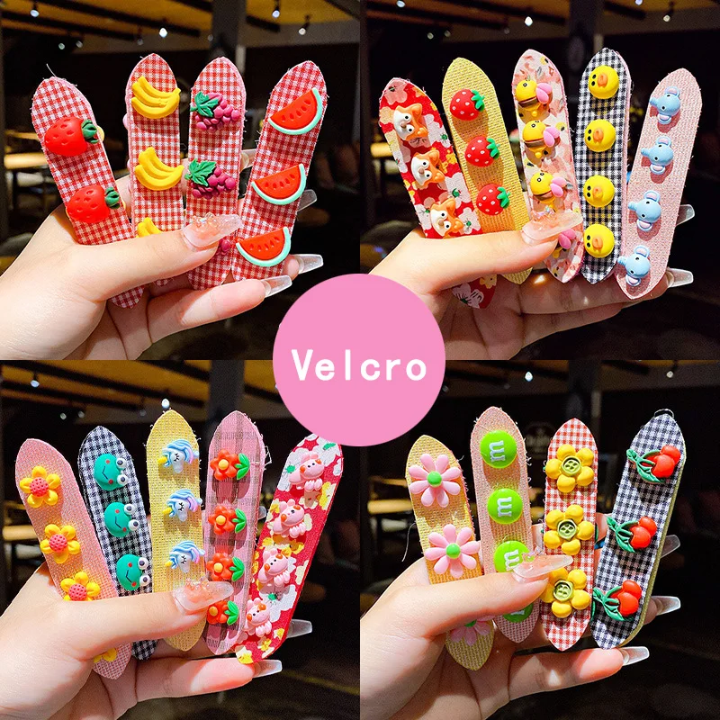 

Повязка на голову детская, мягкая, с мультяшными цветами и фруктами, на липучке, 2021