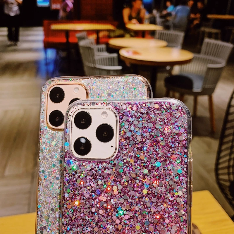 Блестящий Прозрачный мягкий силиконовый чехол из ТПУ для iPhone 6 6s 7 8 Plus 10 X XS XR 11 Pro