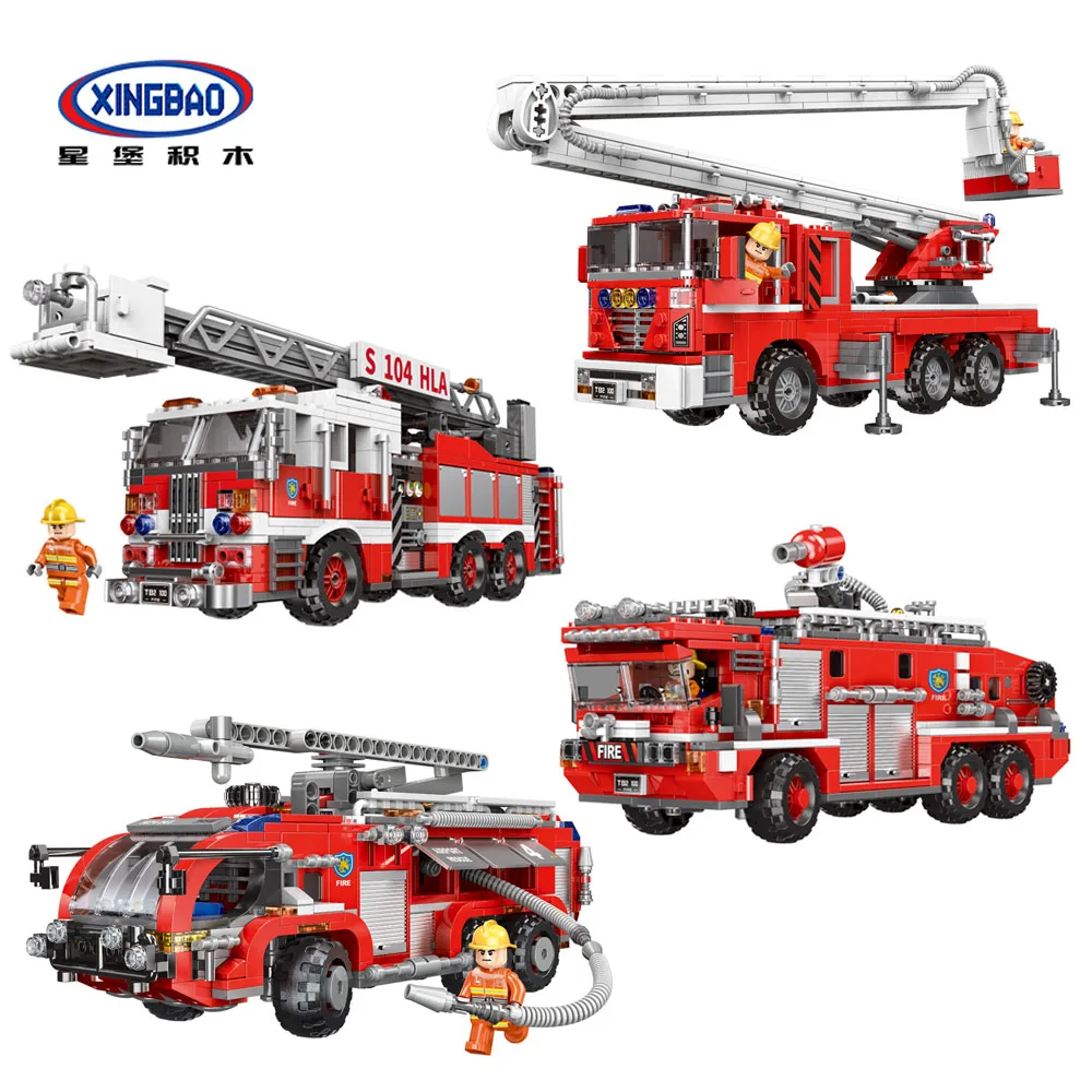

XINGBAO Building Blocks 03028 03029 03030 03031 Fire Engine Vehicles Set Building Kit Gifts Present Building Bricks