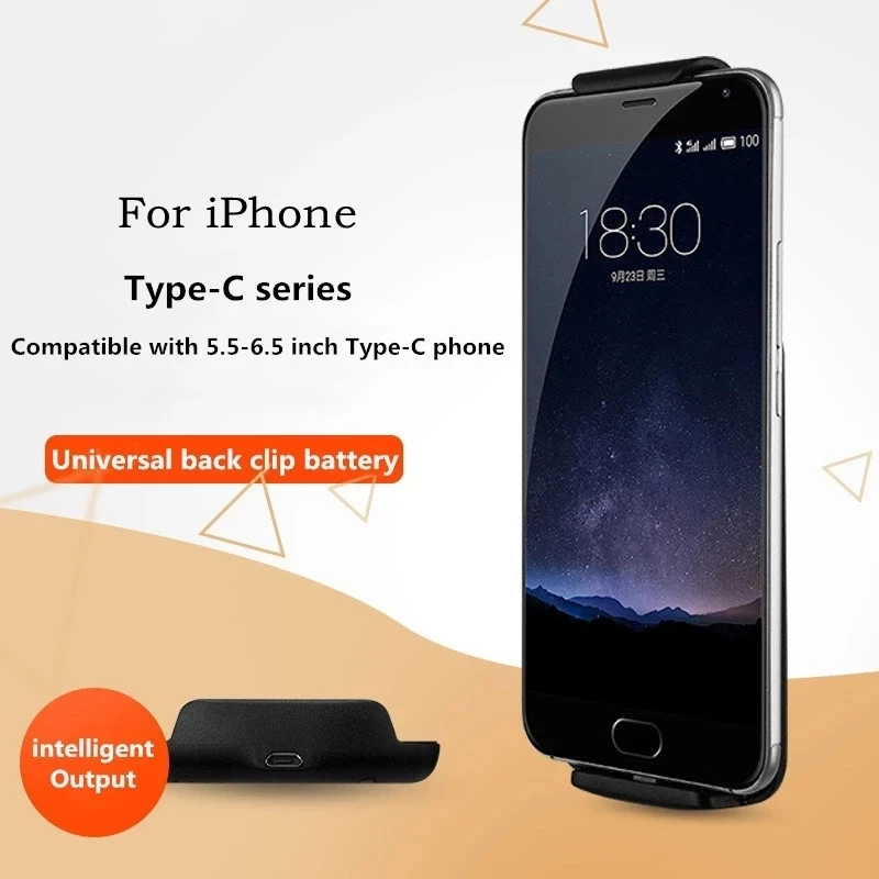 universal adjustable 5 0 6 5inch type c battery charger case for huawei samsung oneplus google xiaomi iphone 12 pro power bank free global shipping