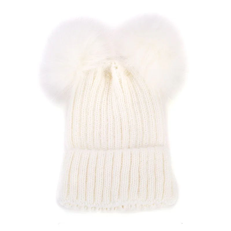 Милые детские шапки для девочек Теплая вязаная шапка мамы и дочки Одинаковые