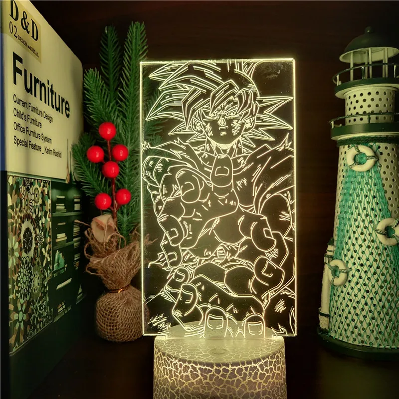 Anime 3D Lamp Dragon Ball Z LED Lampara Manga Figure Decoration Lampe DBZ Son Goku Vegeta Broly Buu Night Light Neon Luminaria | Освещение