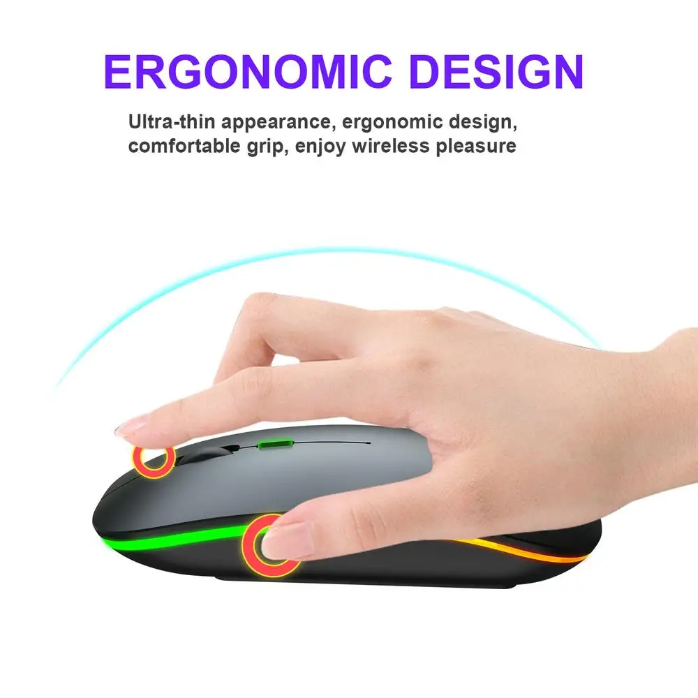 

2.4G Wireless Transmission Wireless Optical Mouse M40 Colorful Luminous Rechargeable Mute Ultra-thin for PC Notebook Etc