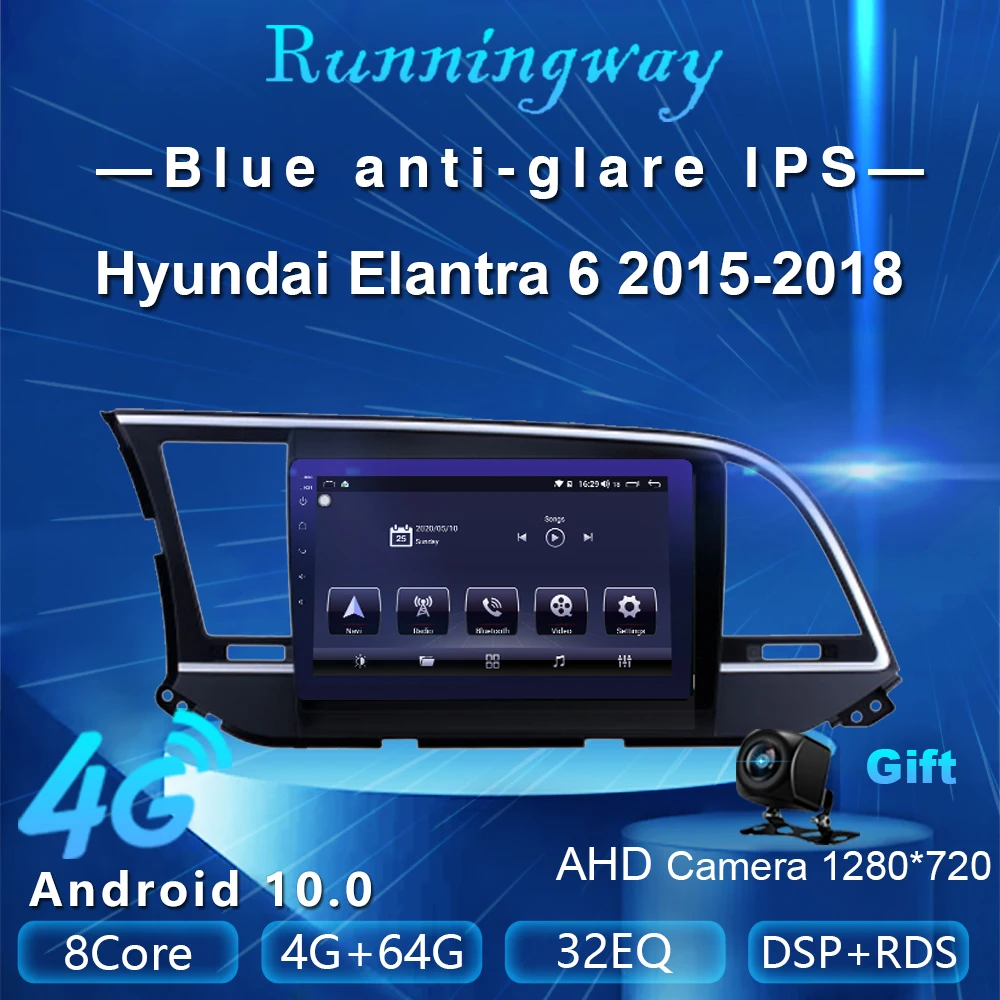 Runningway Android 2017 5G автомобильный DVD-плеер для Hyundai Elantra 6 2015-2018 4G + 64G автомобильное