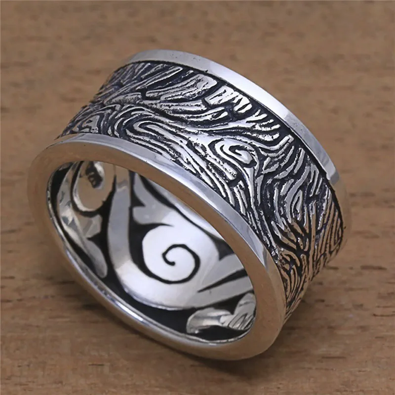 

Retro Style Ancient Silver Color Engraving Pattern Female Male Ring for Women Men Party Jewelry Accessories