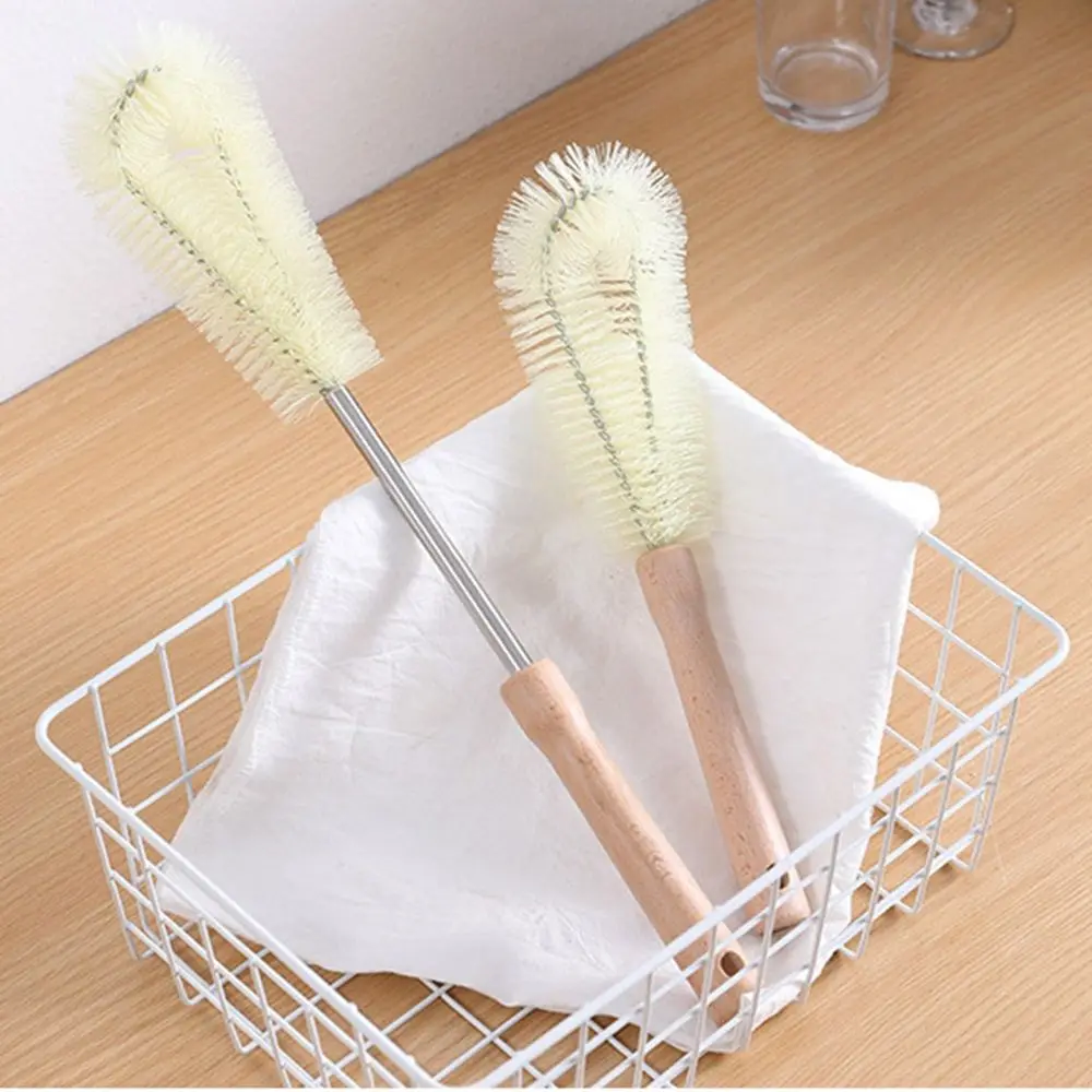 

1 Pc Cleaning Brush Creative Wooden Long Handle Bottle Brush Bendable Powerful Cleaning Household Kitchen Cleaning Tool