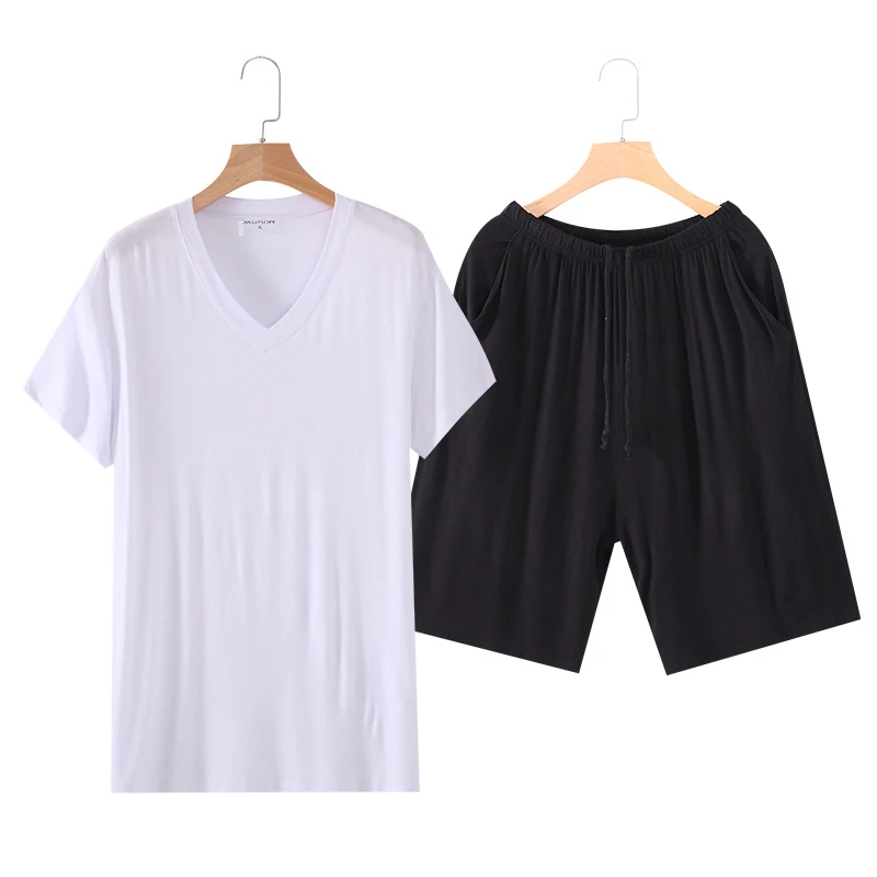 Plus Size 2021 Summer Men Pajamas Short Sleeves Male Pajama Set Men Modal 2 Pieces Pajamas For Men Sleepwear Suit Homewear L-4XL