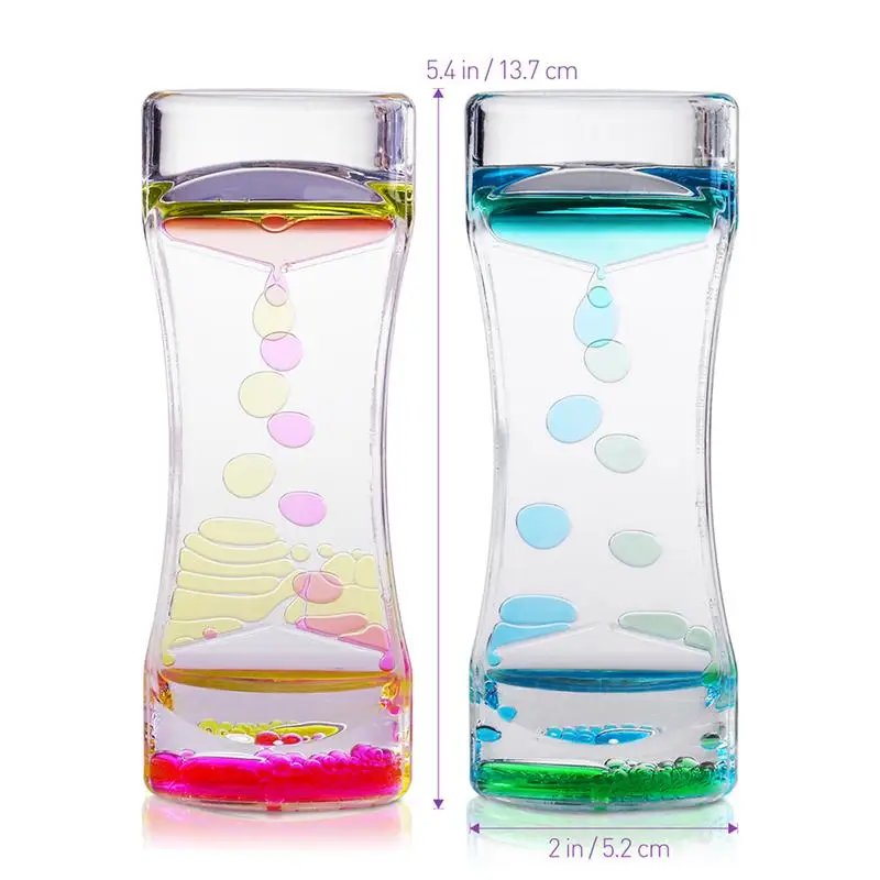 2pcs Double Colors Oil Hourglass Liquid Motion Bubble Timer with Pretty Waist Desk Decoration Children Toy Gifts | Дом и сад