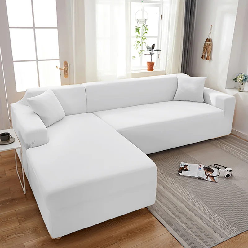 

Modern Style Corner Sofa Cover Solid Color High Elastic Non-Slip L-Shaped Couch Covers Furniture Protective Cover 1/2/3/4 Seater
