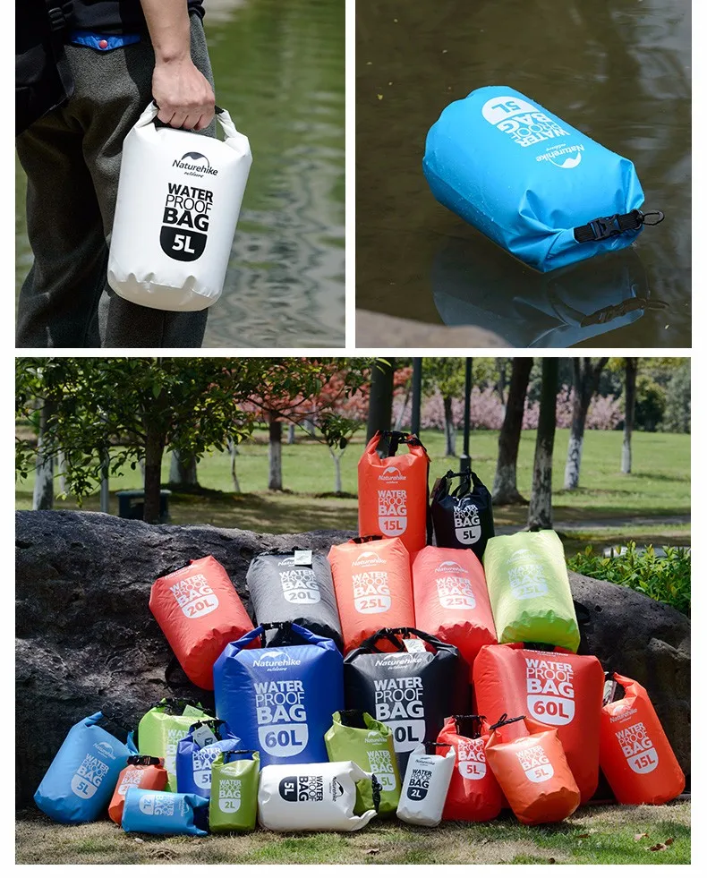 NatureHike речной треккинговые сумки 5L 2L мешок Открытый сухой плавательный Каякинг Водонепроницаемый Пляж океан Рафтинг сумка портативный
