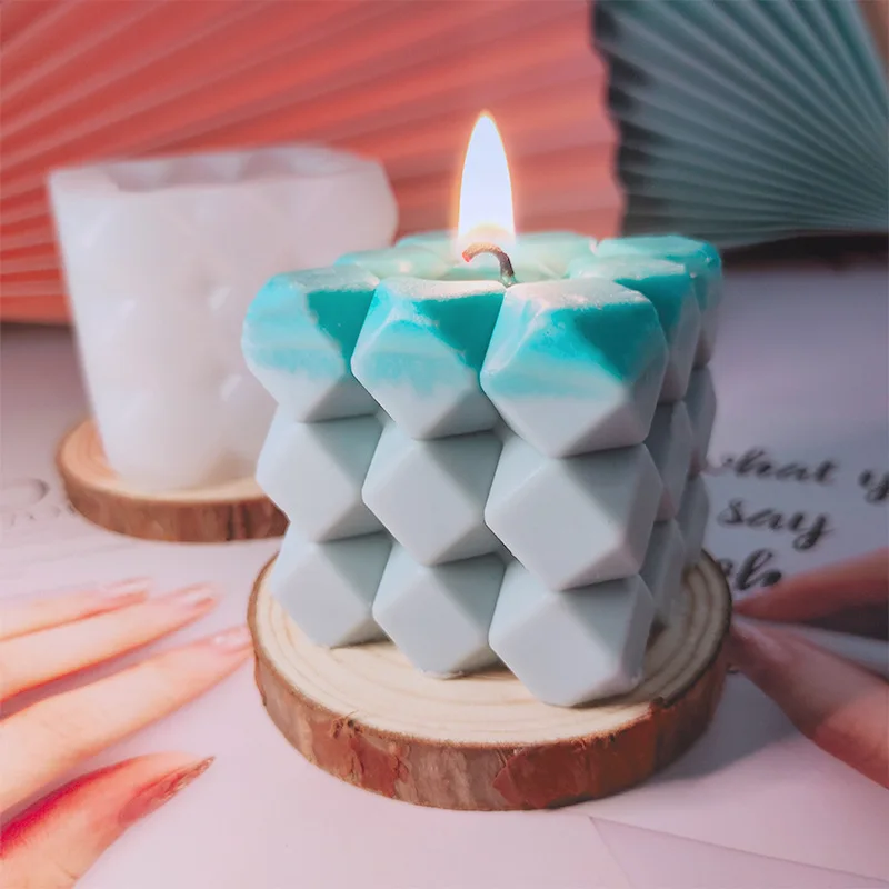 3D Изящные геометрические Силиконовые свечи шаблоны для изготовления