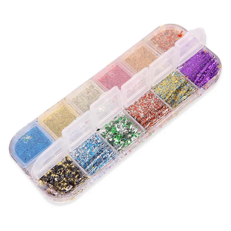 12 сетка/набор Блестки для ногтей алюминий неправильный голографический