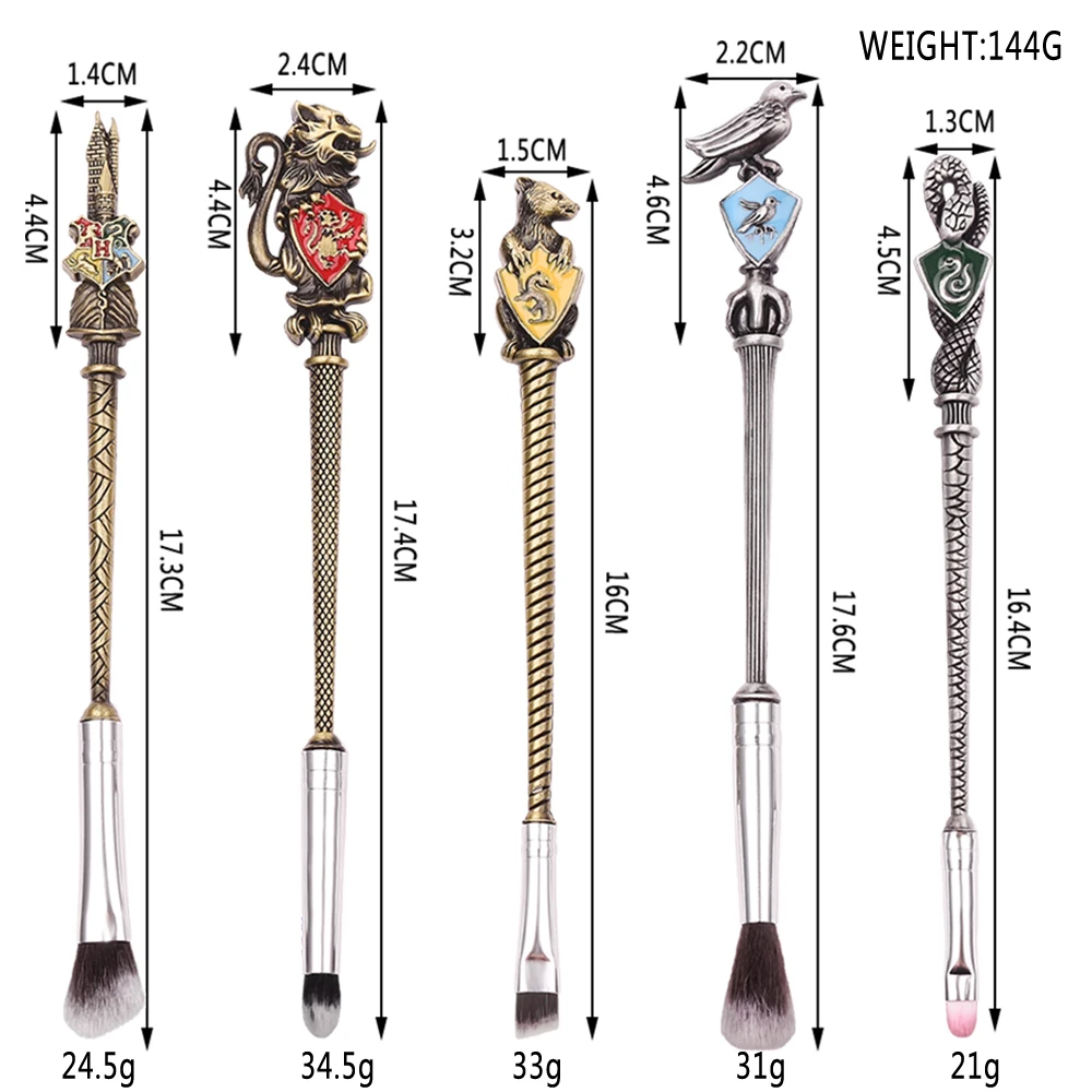 Movie Makeup Brushes Set Hogwarts Magic School Badge Enamel Animal Cosmetics Pro Eyeshadow Brush Eyebrow Lip Makeup Tool Kit
