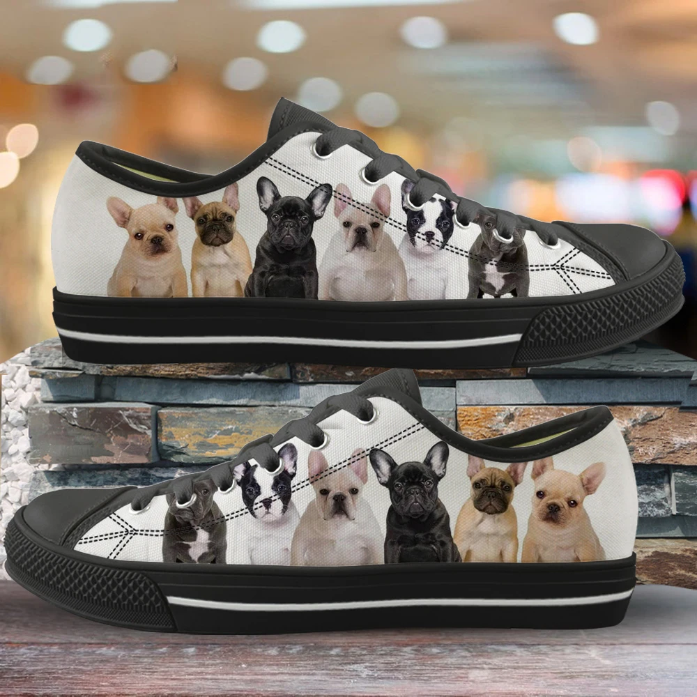 Doginthehole французский бульдог милый узор Женская парусиновая обувь с низким верхом