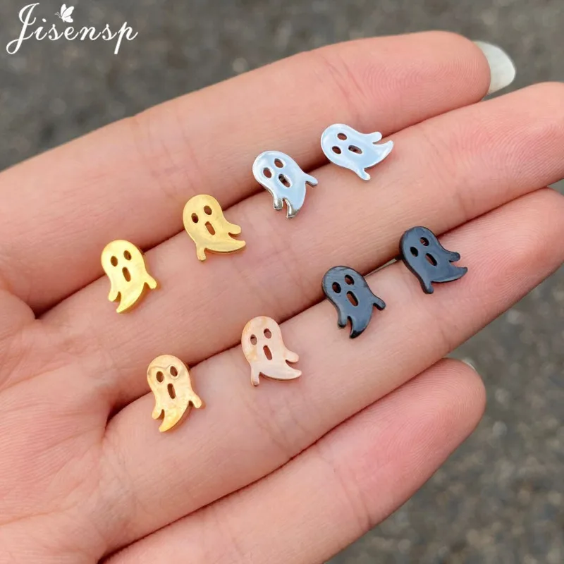 2021 забавные серьги-гвоздики из нержавеющей стали в виде призрака маленькие
