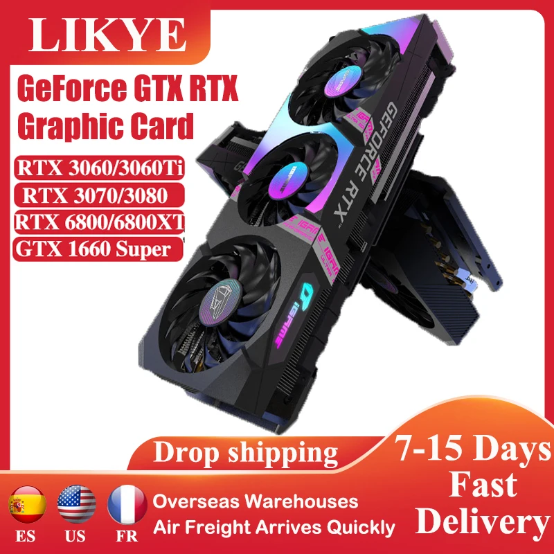 

Видеокарта GeForce GTX 1660 Super RTX 3060 3060Ti 3080 3070, графическая карта 6/8/10/12/16G GDDR 6X 192/256/320Bit GPU RX6800 6800XT, видеокарты