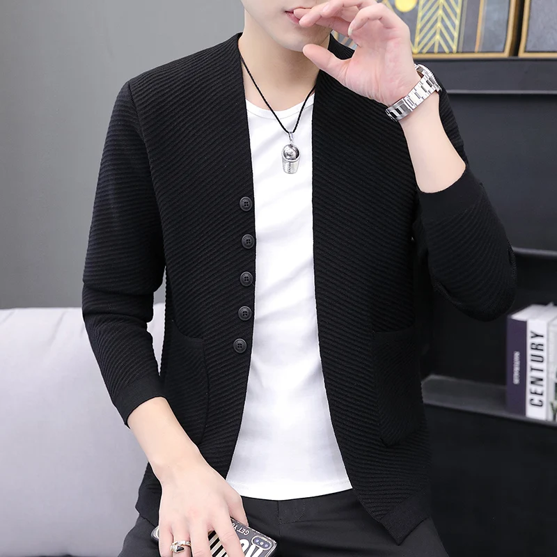 Новинка Весна 2021 вязаный кардиган мужской тонкий весенний свитер пальто