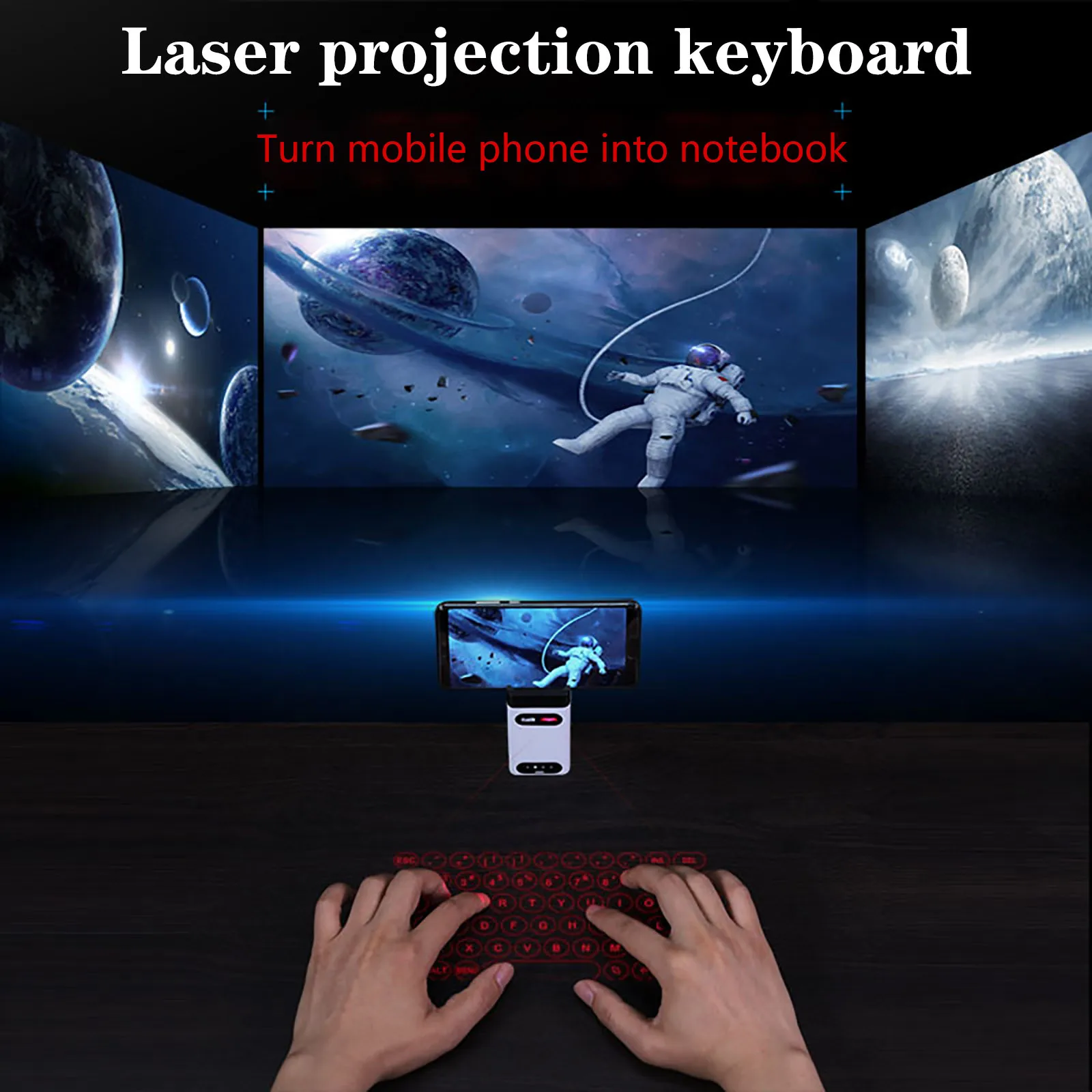 

2021 HIPERDEAL(HIPERDEAL) New And High Quality Whistlebird Bluetooth virtual keyboard + mobile phone holder + mobile power