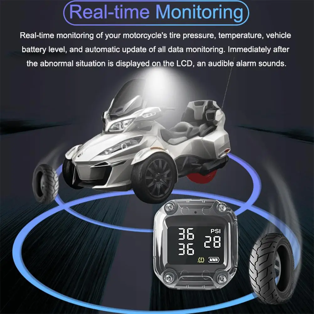 3-колесный точный монитор давления в шинах мотоцикла USB быстрая зарядка