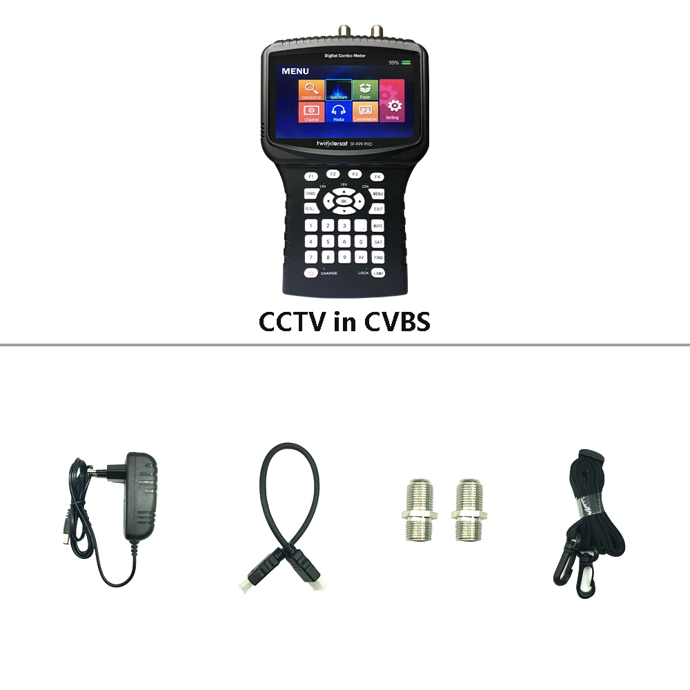 Twinkler SF-999 Pro HD Satellite Finder Combo DVB S2 T2 4 3-дюймовый ЖК-экран анализатор спектра CCTV камера
