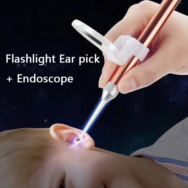 

Magnifier LED FlashLight Luminous Tweezers Rechargeable Ear Picking Tool Baby Pulls Out Ear Light Ear Grill Luminous Ear Spoon