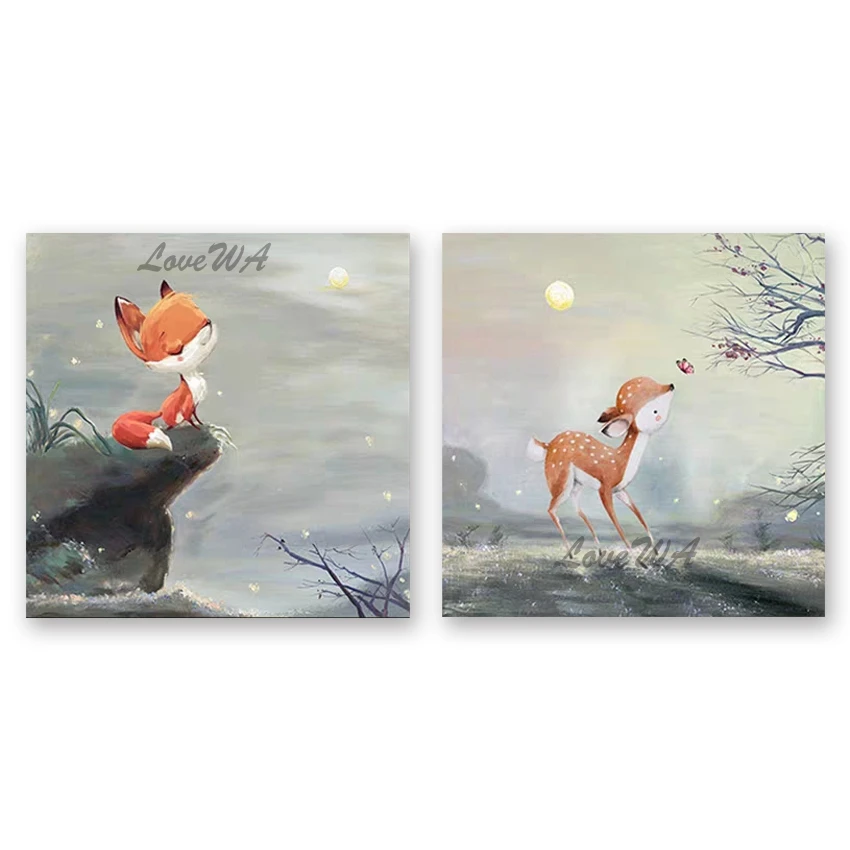 Современные панели для украшения стен детской комнаты олень искусство 2 шт.