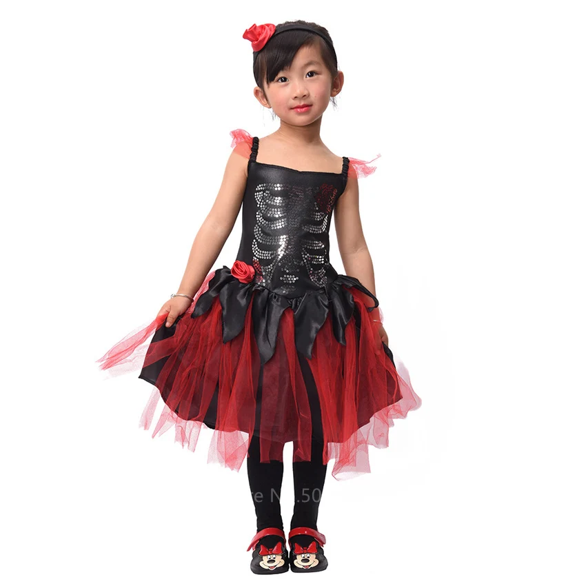 Детский костюм для косплея на Хэллоуин страшный призрак вампира нарядное платье