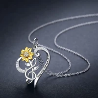 women rhinestone sunflower heart pendant necklace choker you are my sunshine necklaces velentines day lover gift