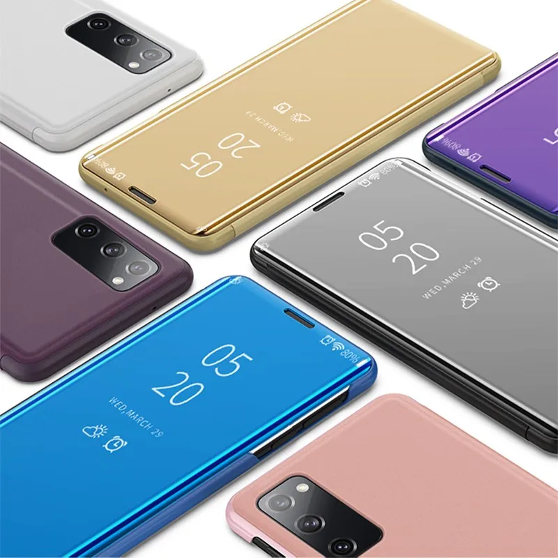 

For Samsung galaxy A02S Case Mirror Flip Case Luxury Plating PU Leather Stand full Protection Cover For Galaxy A02S EU Version