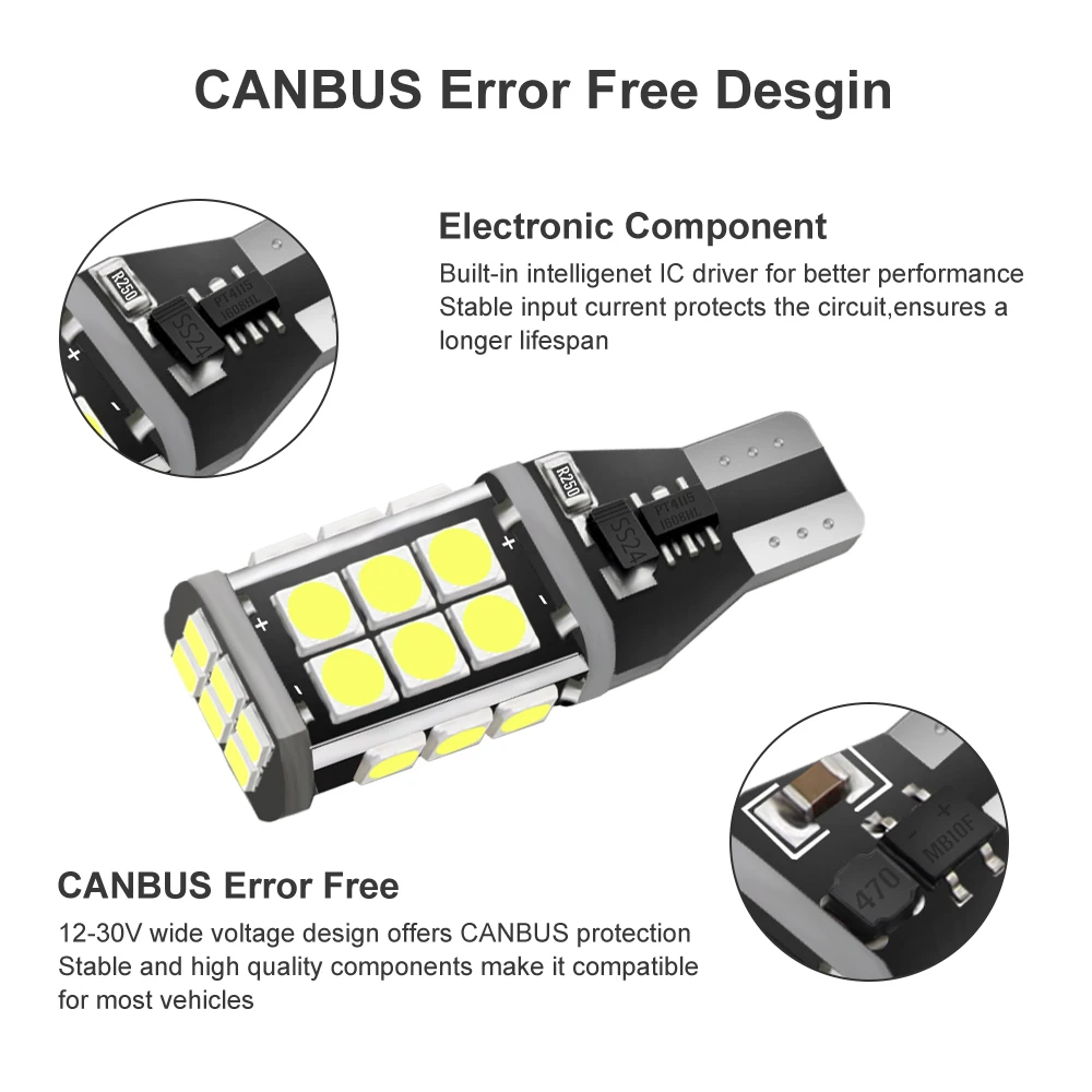 2x T15 светодиодный Canbus 921 W16W лампы резервные фары заднего хода автомобиля для hyundai