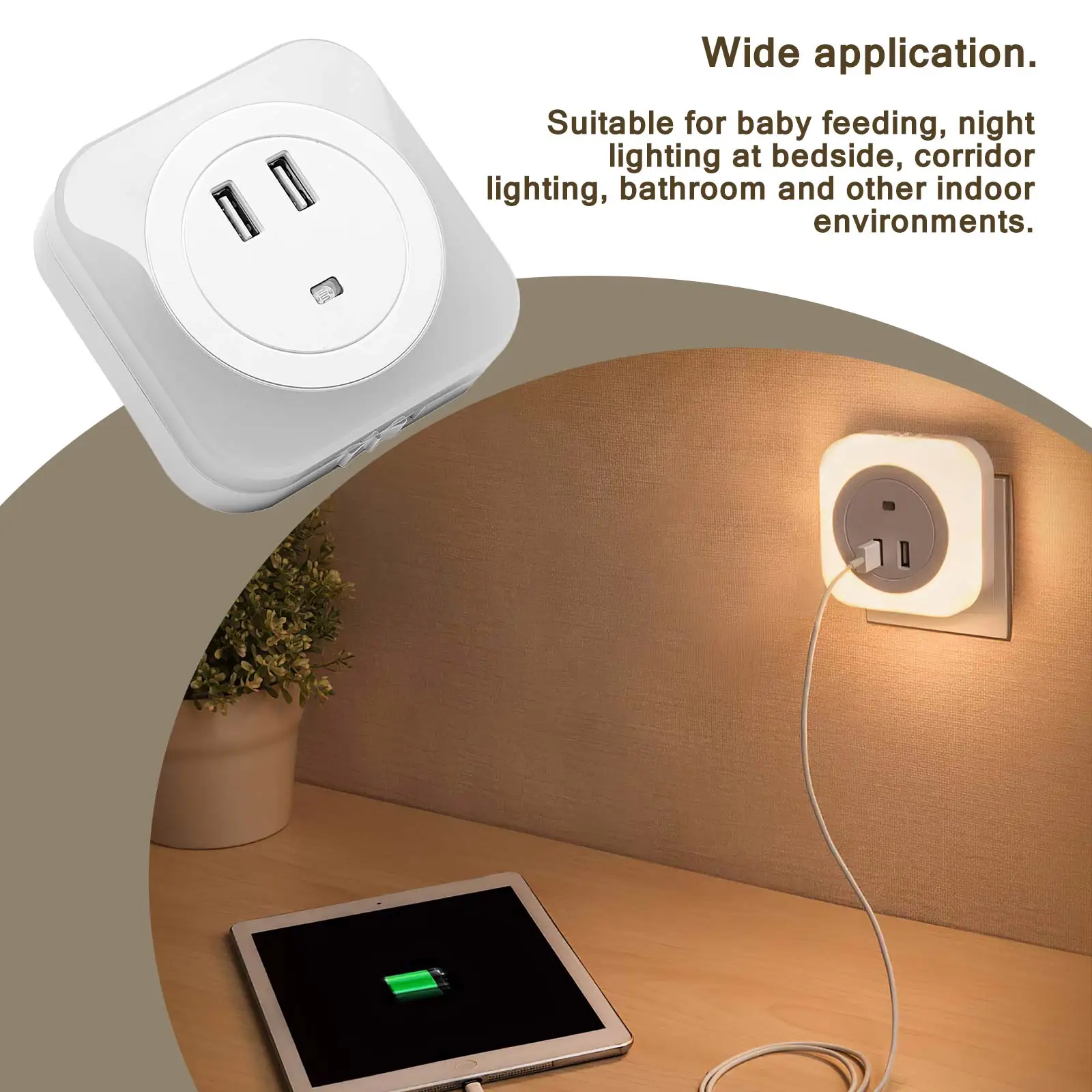 Сенсорный ночник с двумя USB-портами зарядка для телефона светодиодные лампы