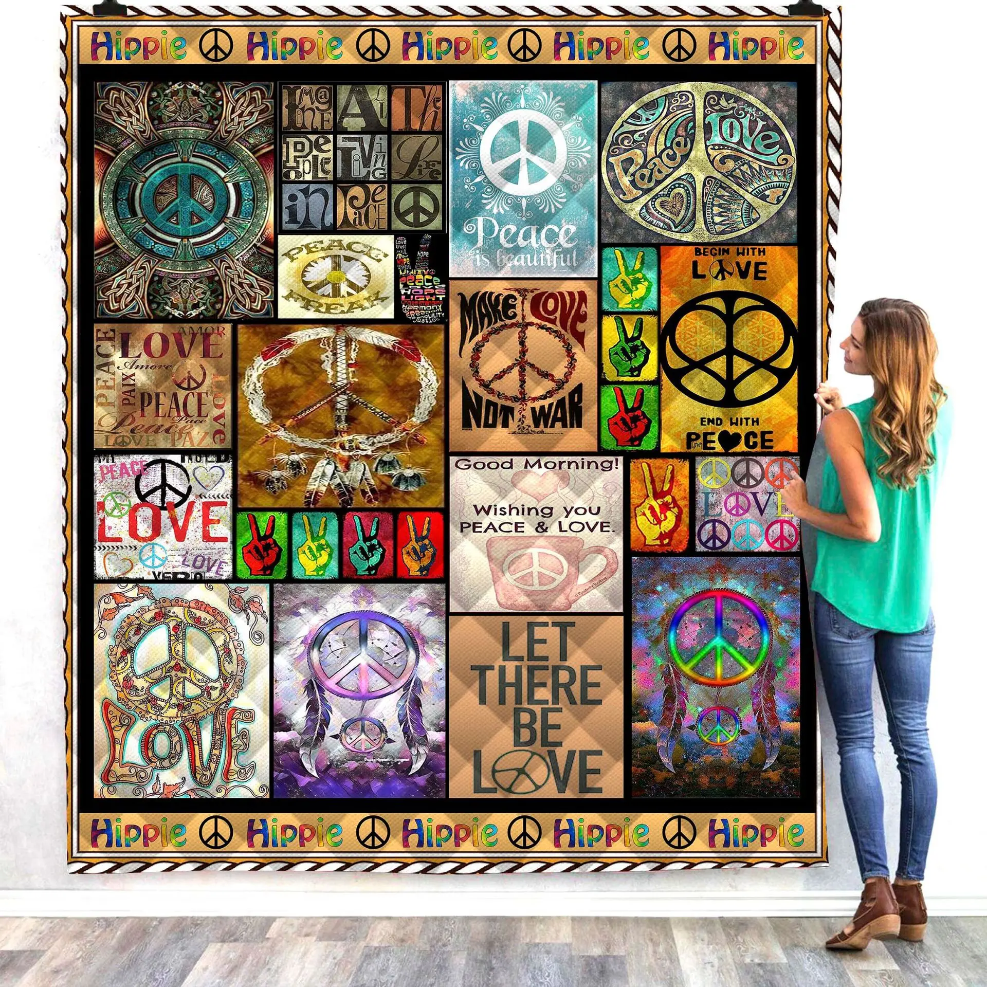 Ретро хиппи автобус 3D Стёганое одеяло для детей и взрослых постельное белье