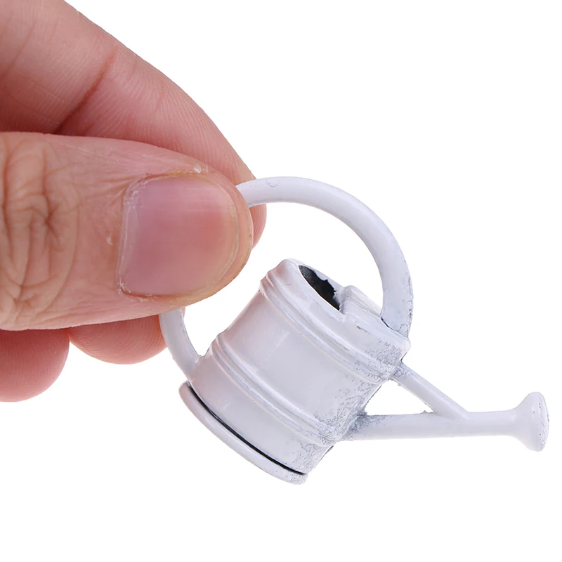 1/12 металлическая белая банка для полива садовое миниатюрное украшение детей