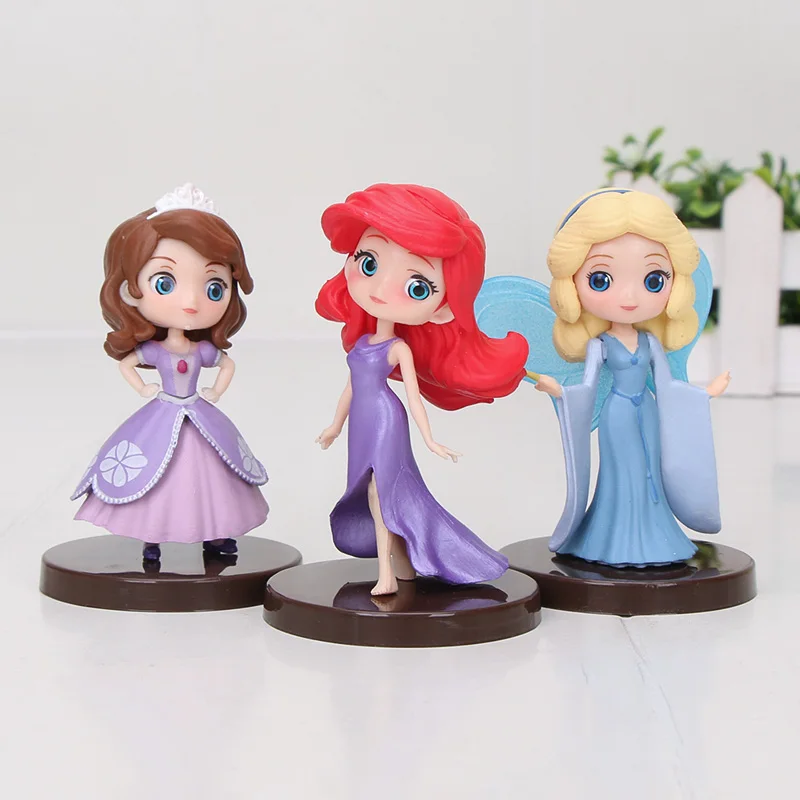 3pcs with ariel 8 шт./компл. Q Posket фигурка принцессы Белоснежка Золушка Тиана Рапунцель Ариэль торт украшения ПВХ игрушки для подарков - Цвет: 3pcs with ariel