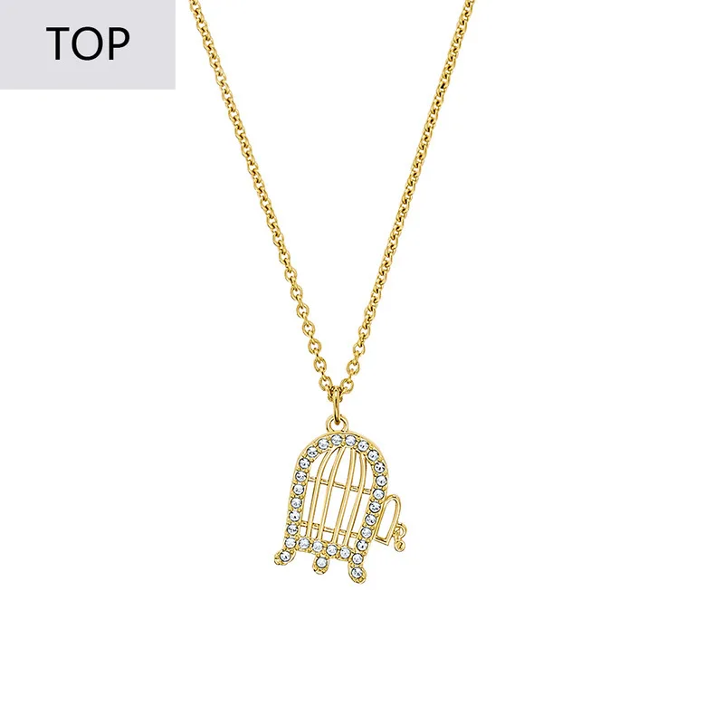 

Necklace Women Vintage Friendship Pendant Childhood Bird Cage Gold Colour