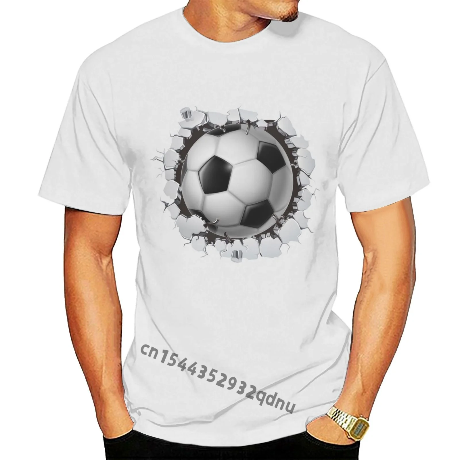 

2021 printed tshirt Men Summer Style Soccer Wall Crack T Shirt Short Sleeve Tee
