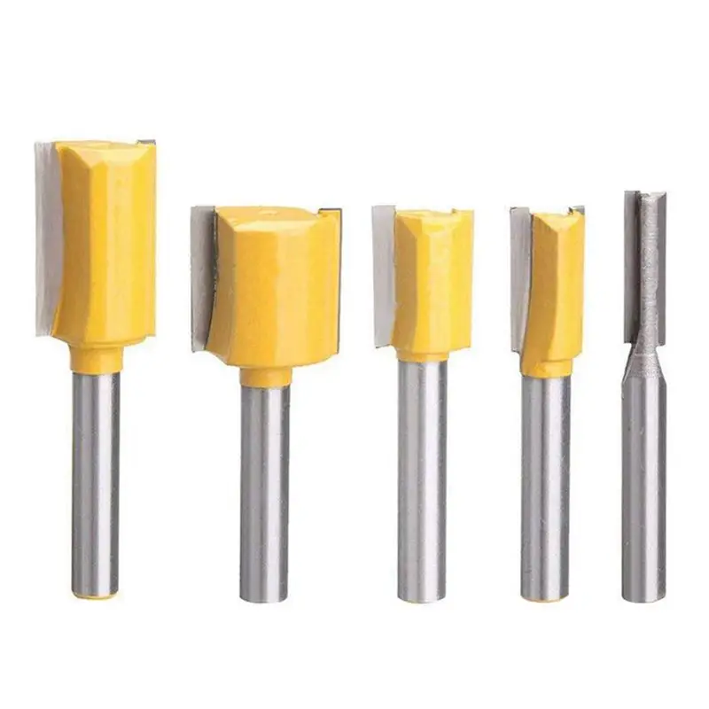 Set Of 5 Piece Straight Dado Router Bit Carbide Wood Milling Cutter Tools Cutting Diameter 1/4 Inch 3/8 1/2 5/8 In | Инструменты