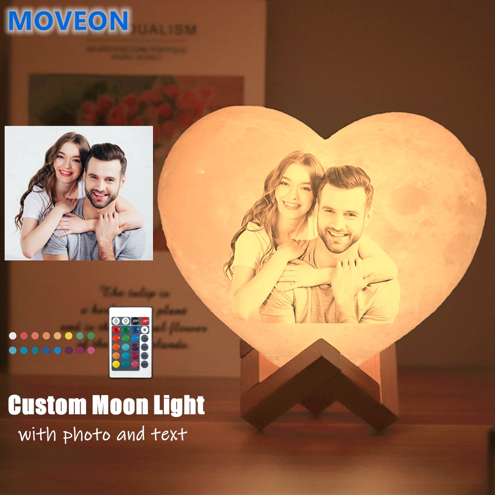 Подгонянная перезаряжаемая лампа для Луны 2020 с фотографией и текстовым 3D принтом