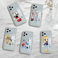 cartoon cute cuphead phone case transparent for iphone 7 8 11 12 se 2020 mini pro x xs xr max plus deisgn shell coque
