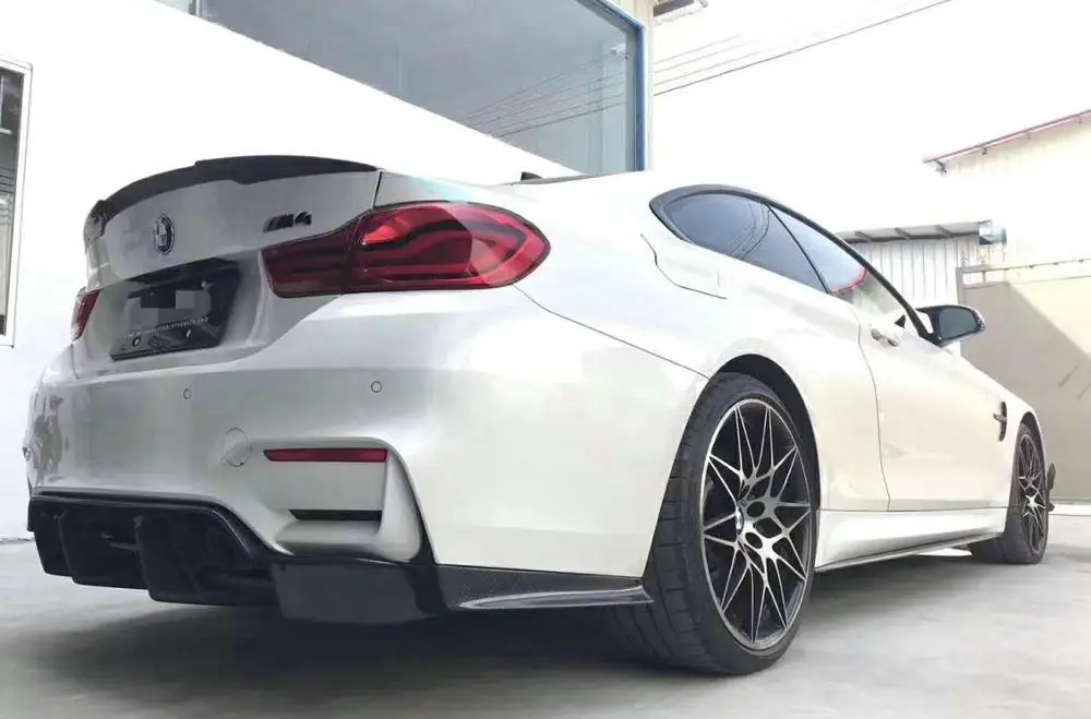 PSM Style Real Carbon Fiber Rear Bumper Diffuser Lip Refit Factory Cover For BMW 3 4 Series F80 M3 Sedan F82 M4 2015-2019 20 | Автомобили