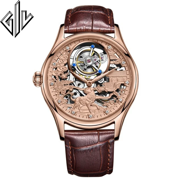 GIV 100% Tourbillon механические ручные роскошные часы для мужчин Топ бренд Сапфир