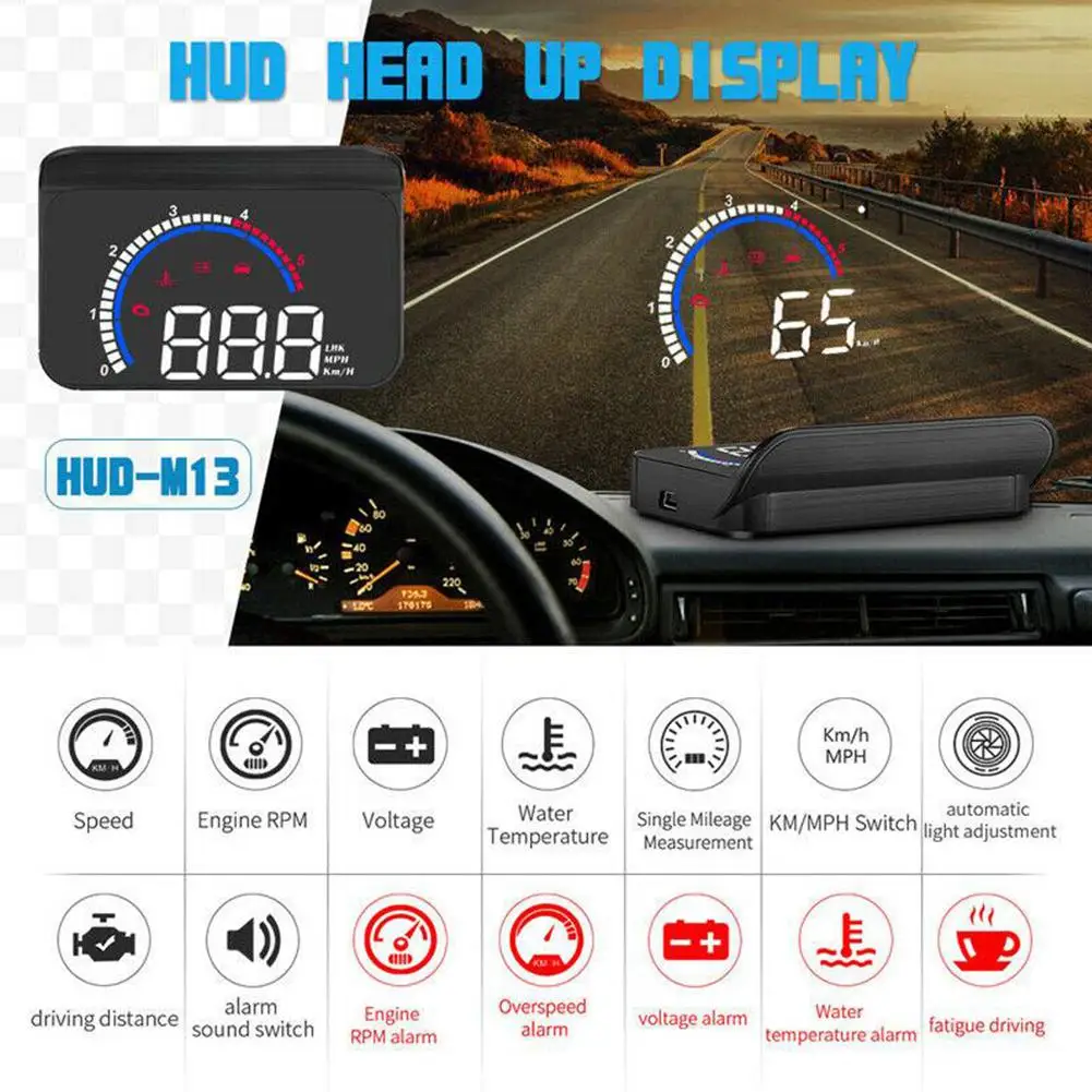 Дисплей на лобовое стекло OBD HUD M13 автомобильная электроника проектор скорости и