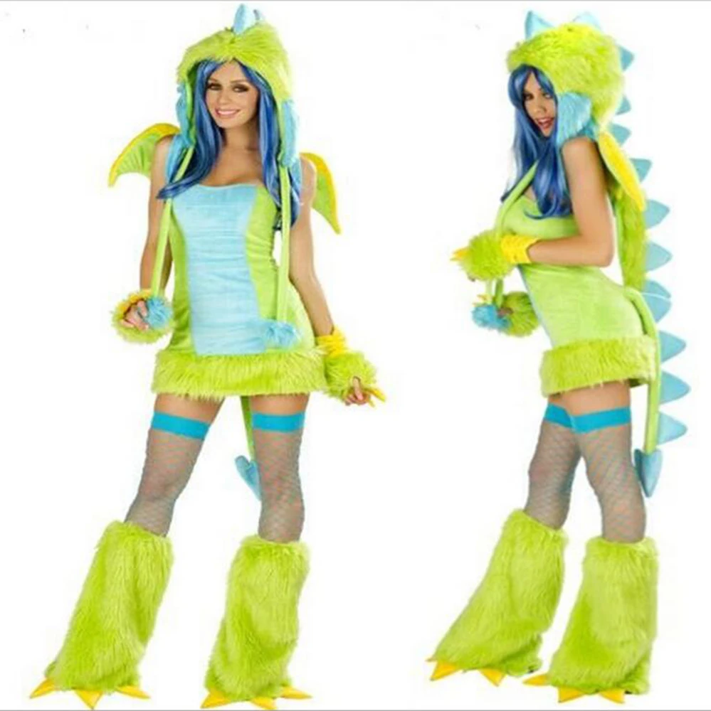 Модный меховой синий и серый женский косплей Волк животные сексуальный