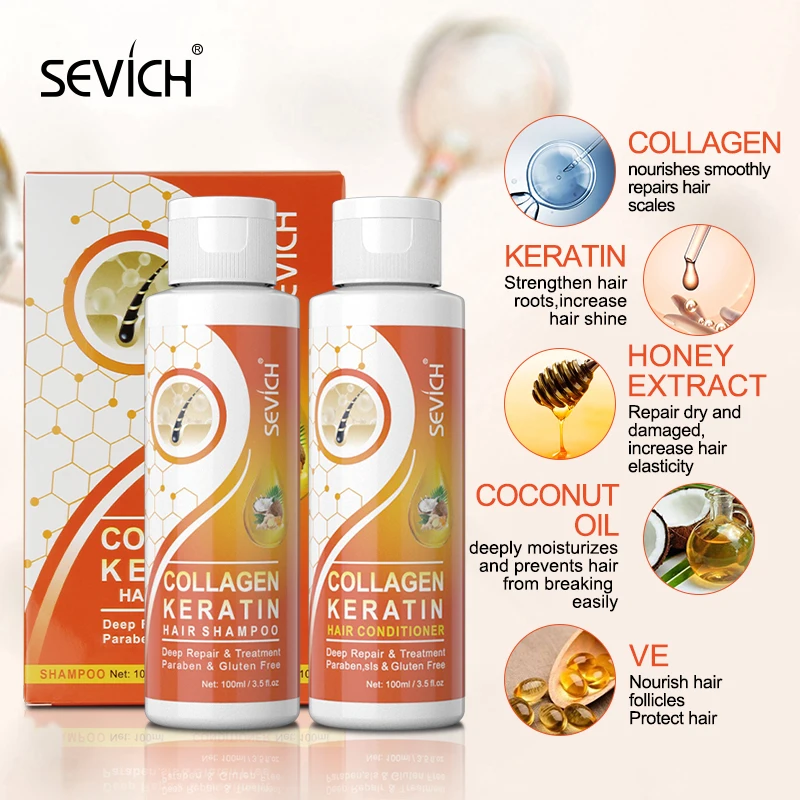 Keratin Hair Growth Shampoo Scalp Treatment Collagen Repair Damage Straighten Conditioner Moisturizer Coconut Oil Care | Красота и